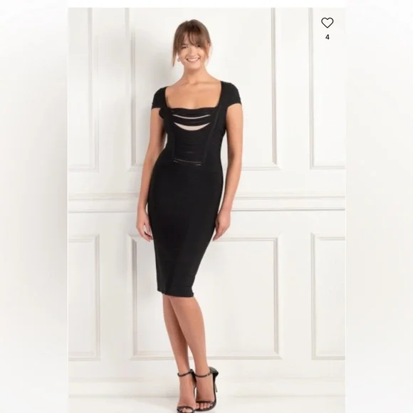hervé léger grey and black bandage dress Herve Leger Black Grey Bow-Accented Bandage Dress – Priscilla Posh main image 0